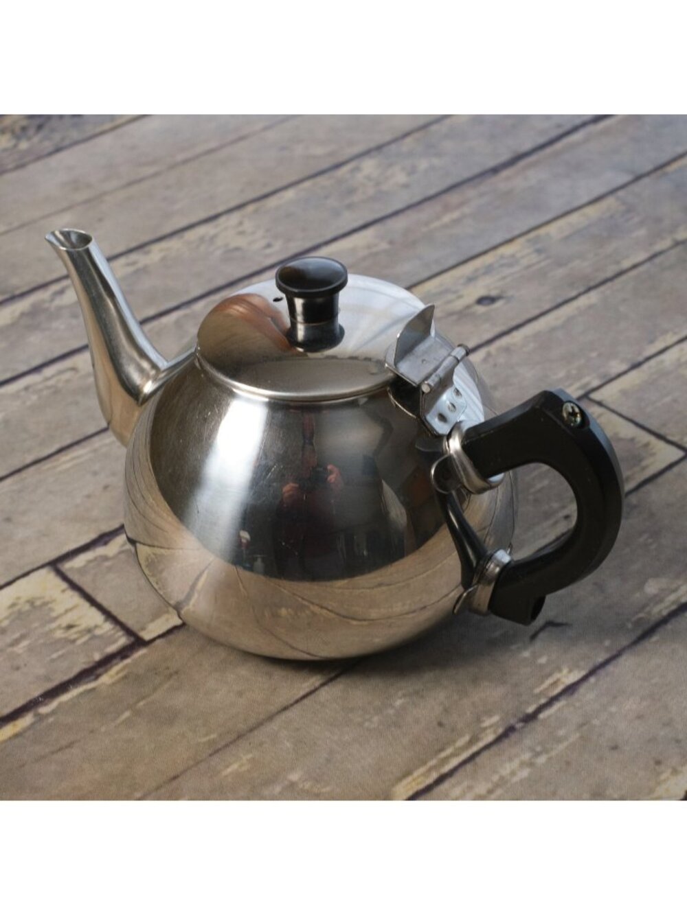 Vintage Stainless Steel 18-8 Tea Pot Hinged Lid and Bakelite Handle Spout 5"